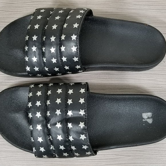 BP. Slide Sandals, Black with Silver Stars, Womens Size 10 - Picture 6 of 8